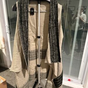 Striped Knit Open Front Vest